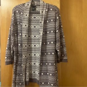 Torrid Fair Isle open front drape 3/4 sleeve cardigan